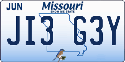 MO license plate JI3G3Y