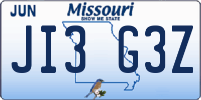 MO license plate JI3G3Z