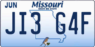 MO license plate JI3G4F