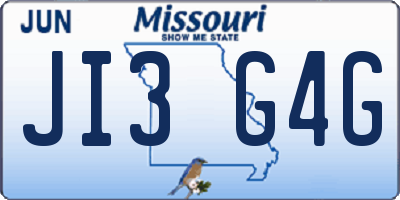 MO license plate JI3G4G
