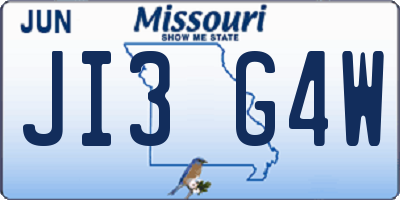 MO license plate JI3G4W