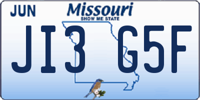 MO license plate JI3G5F