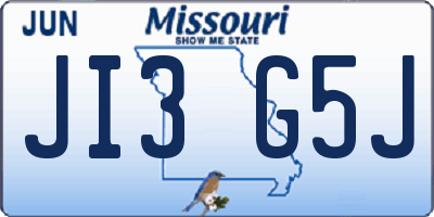 MO license plate JI3G5J