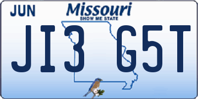 MO license plate JI3G5T