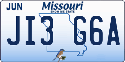 MO license plate JI3G6A