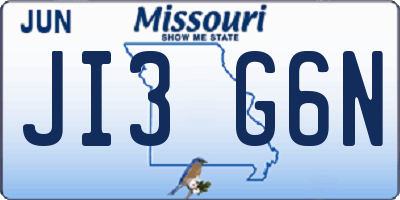 MO license plate JI3G6N
