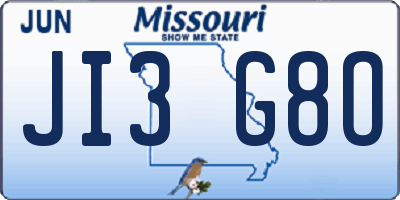 MO license plate JI3G8O