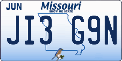 MO license plate JI3G9N