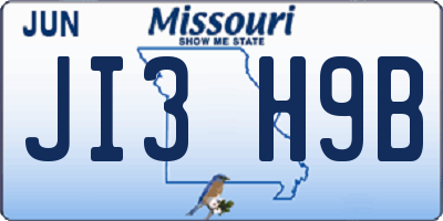 MO license plate JI3H9B