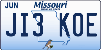 MO license plate JI3K0E