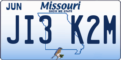 MO license plate JI3K2M