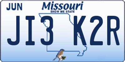 MO license plate JI3K2R