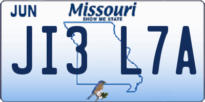 MO license plate JI3L7A