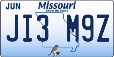 MO license plate JI3M9Z