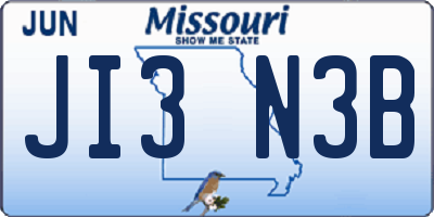 MO license plate JI3N3B