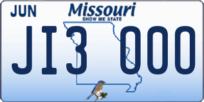 MO license plate JI3O0O