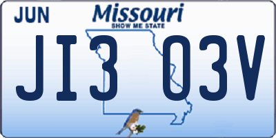 MO license plate JI3O3V