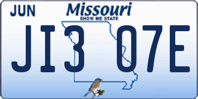 MO license plate JI3O7E
