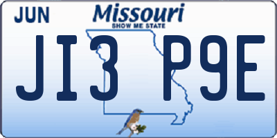 MO license plate JI3P9E
