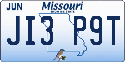 MO license plate JI3P9T