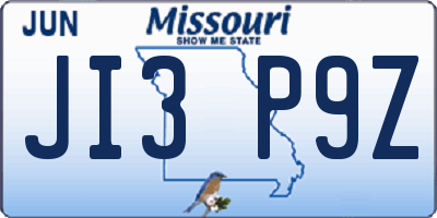 MO license plate JI3P9Z