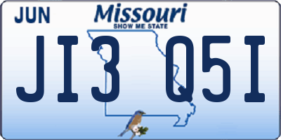 MO license plate JI3Q5I