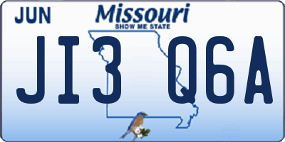 MO license plate JI3Q6A