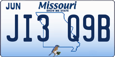 MO license plate JI3Q9B