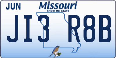 MO license plate JI3R8B