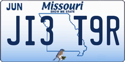 MO license plate JI3T9R