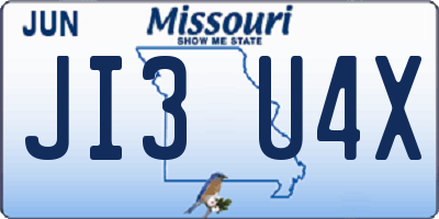 MO license plate JI3U4X