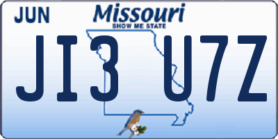 MO license plate JI3U7Z