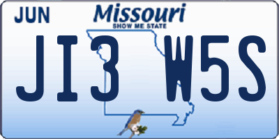MO license plate JI3W5S