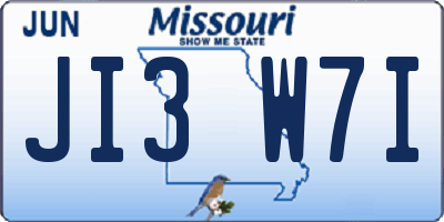 MO license plate JI3W7I