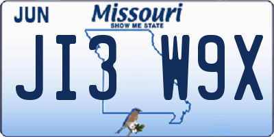 MO license plate JI3W9X