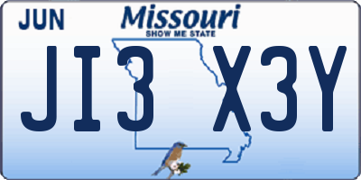 MO license plate JI3X3Y