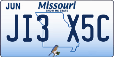 MO license plate JI3X5C