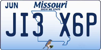 MO license plate JI3X6P