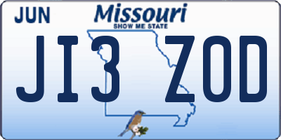 MO license plate JI3Z0D