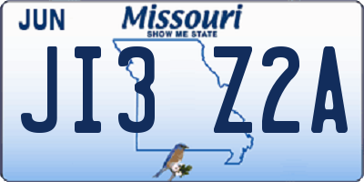 MO license plate JI3Z2A