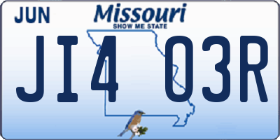 MO license plate JI4O3R