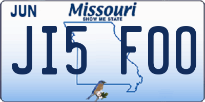 MO license plate JI5F0O