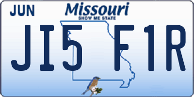 MO license plate JI5F1R
