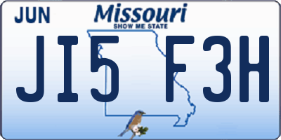 MO license plate JI5F3H
