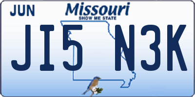 MO license plate JI5N3K