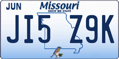 MO license plate JI5Z9K