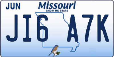 MO license plate JI6A7K