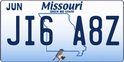MO license plate JI6A8Z