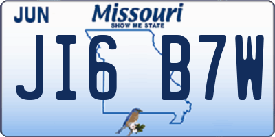 MO license plate JI6B7W