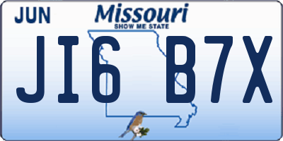 MO license plate JI6B7X